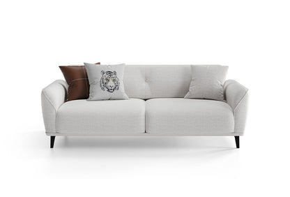 Cante cream 2-seater sofa, front view on white background