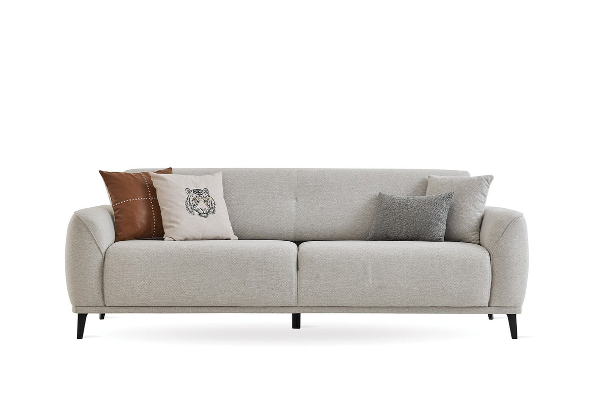 Cante 3-seater cream sofa, front view on white background