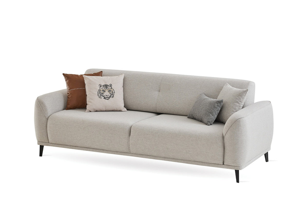 Cante 3-seater cream sofa, angled view on white background