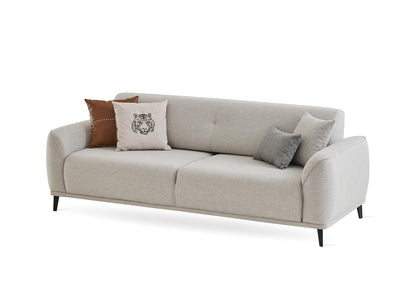 Cante 3-seater cream sofa, angled view on white background