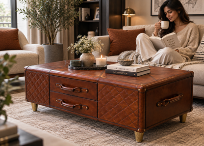 Valenza Leather Trunk Centre Table