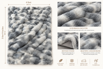 Serein Silver Faux Fur Throw.