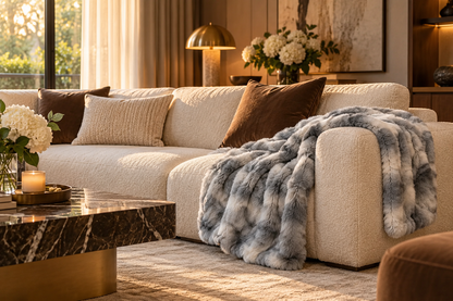Serein Silver Faux Fur Throw.