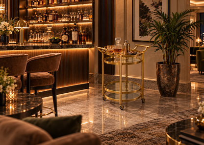 Arden Brass & Glass Bar Trolley