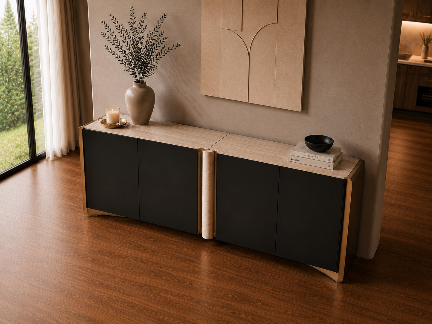 Travertine Console