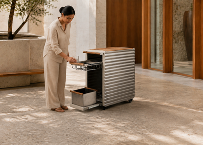 Draught in Wind Court Pavilion with Indian model – lifestyle view
