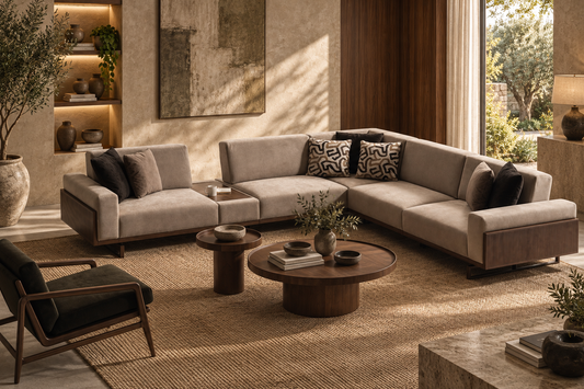 Harmony Corner modular sofa in an earthy luxury living room