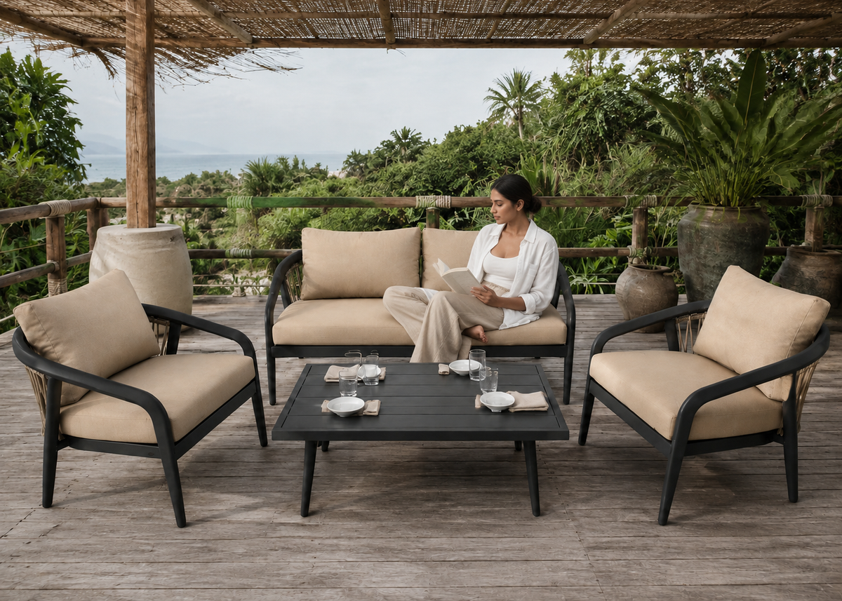 Hawaii Lounge Set with Indian models in the Andaman Resort Deck