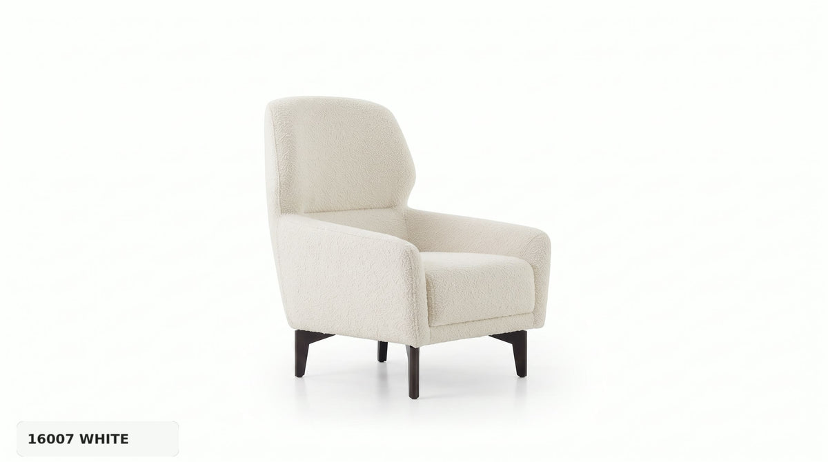 Hera Armchair by Enza Home - 16007 White Bouclé - angled view
