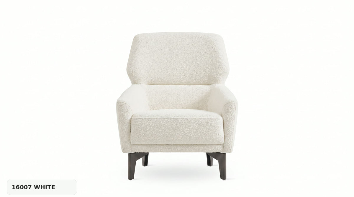 Hera Armchair by Enza Home - 16007 White Bouclé - front view