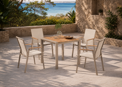 Kyote-Chair in Kutch Sandstone Terrace – elevated front view