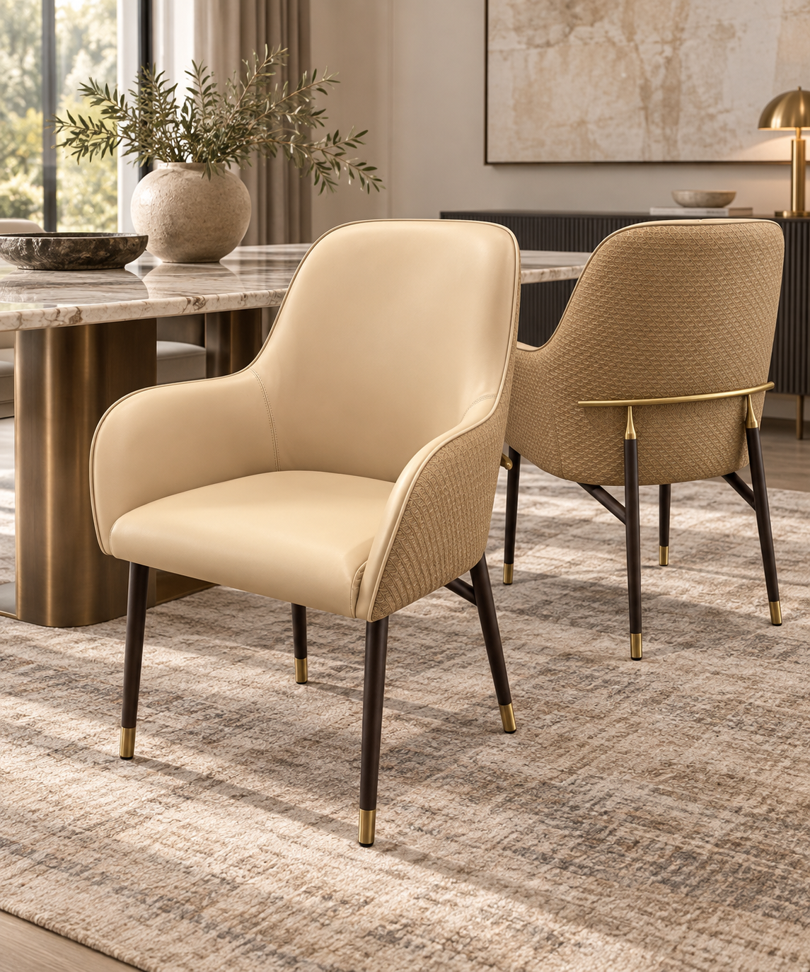 Liera Dining Chair in warm modern dining room, approved no-human catalogue image