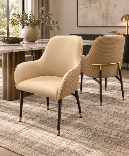 Liera Dining Chair in warm modern dining room, approved no-human catalogue image