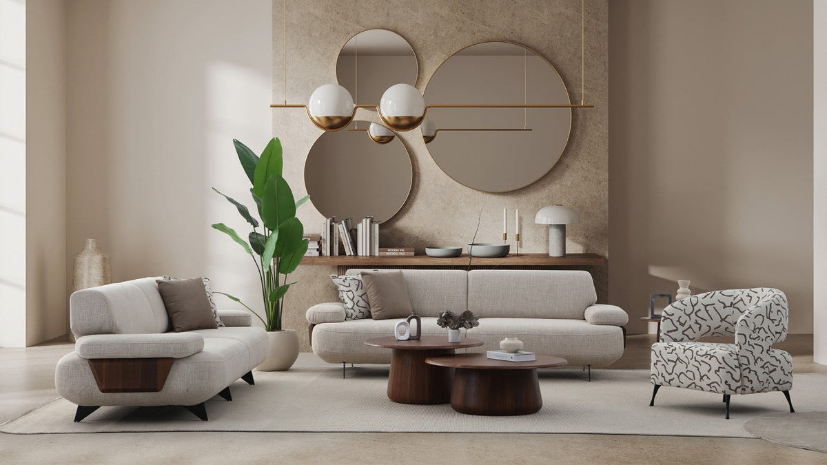 Madrid 3+3+1+1 cream linen luxury sofa set by Avian Lifestyle