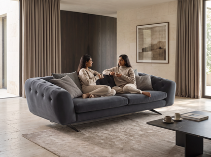 Manchester Soft Sofa in a refined contemporary living room with two women chatting over coffee