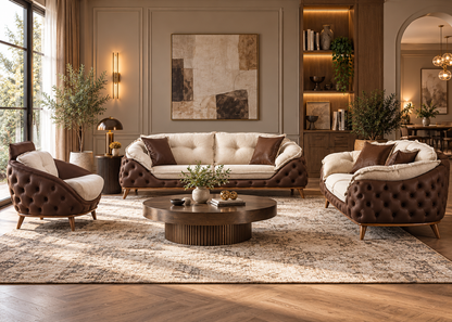 Masarrati Vol. III 3+3+1+1 luxury sofa set in a warm contemporary living room