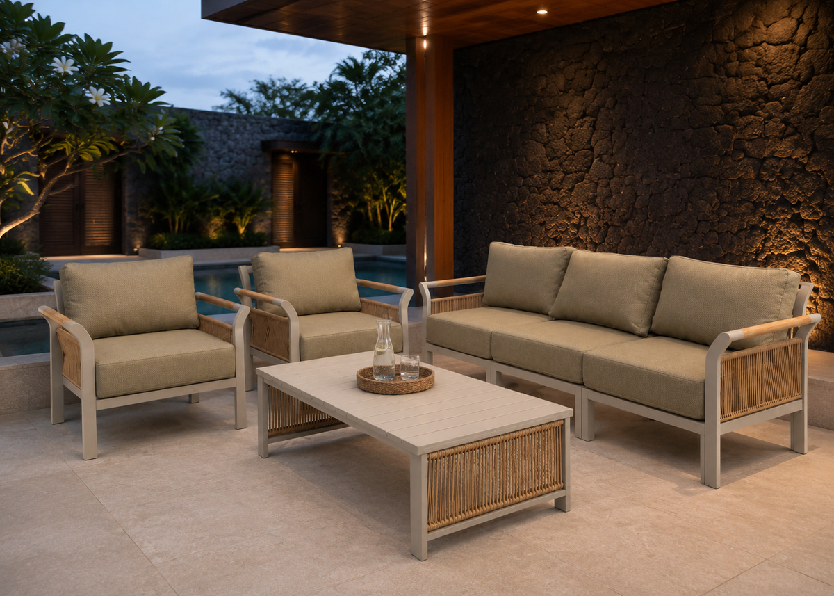 Matory Sofa Set Outdoor in the Deccan Basalt Terrace