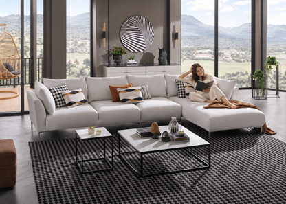 Mayfair Corner by Enza Home with woman lounging and reading