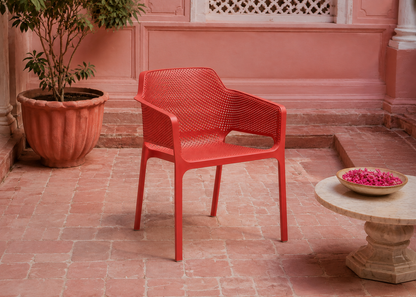 Net Coral in Jodhpur Rose Courtyard – elevated front view