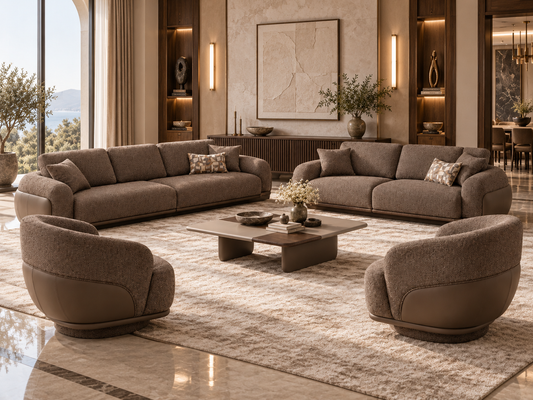 Range 4+3+1+1 luxury sofa set in a formal contemporary living room by Avian Lifestyle
