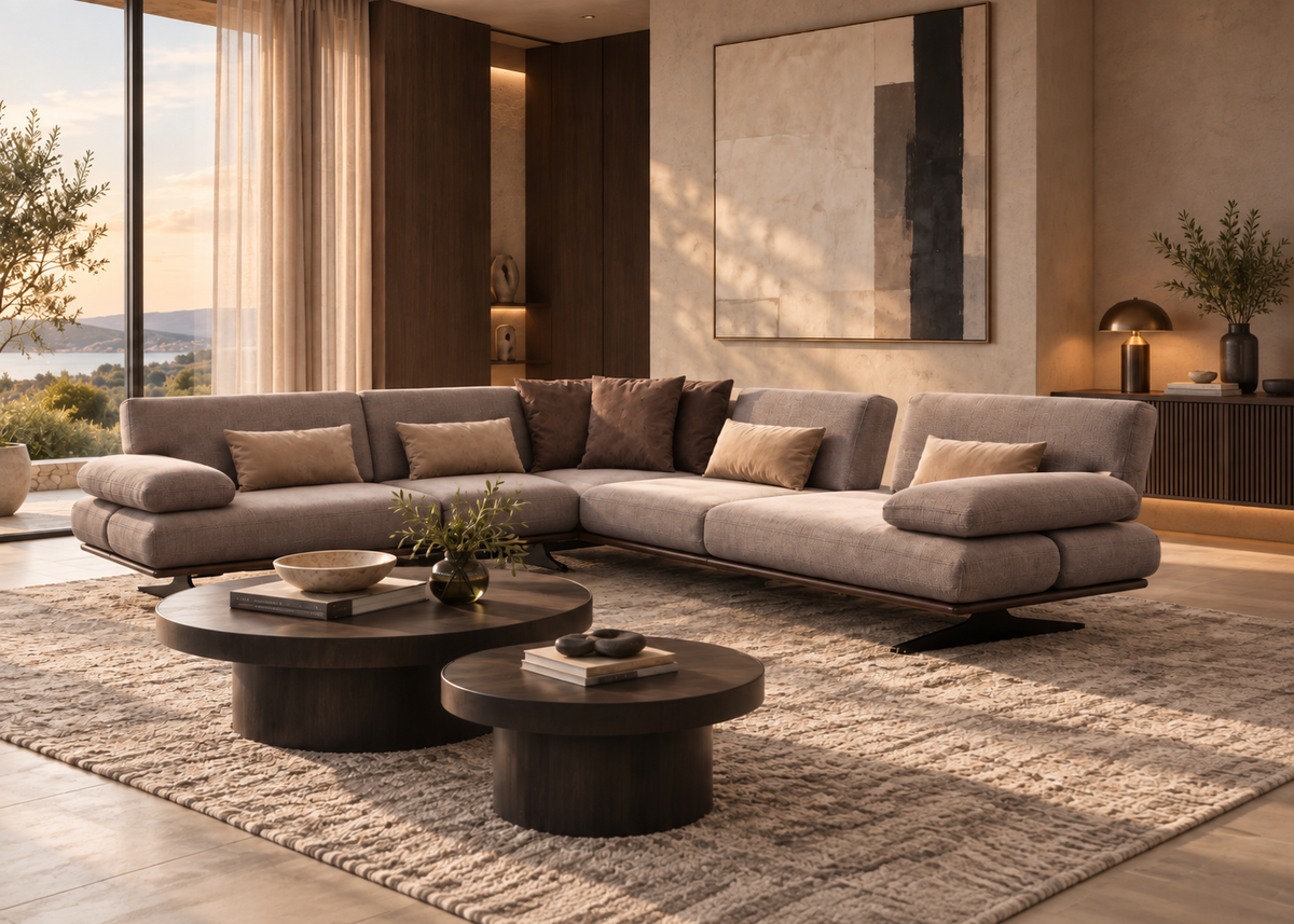 Rapid Corner sofa with adjustable backrests in original upright position