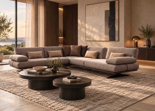 Rapid Corner sofa with adjustable backrests in original upright position