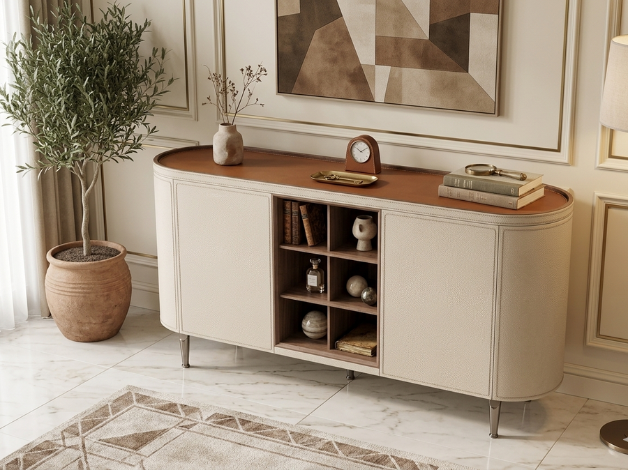 Sienna Leather-Wrapped Console
