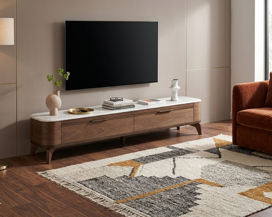 Vogue Marble & Walnut TV Console