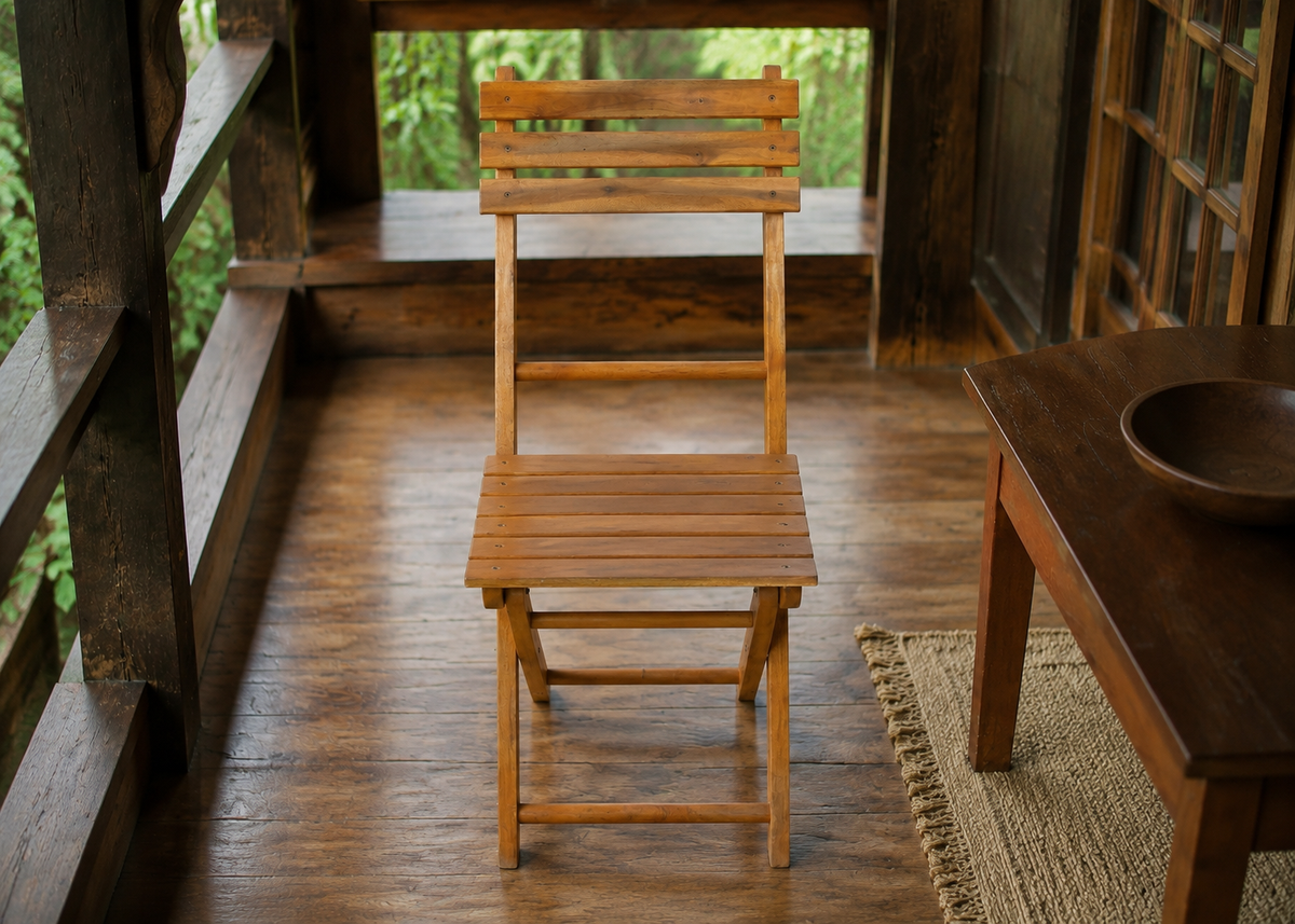 Tennis Wooden in Coorg Timber Veranda – elevated front view