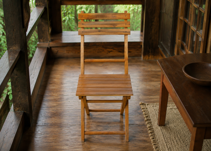 Tennis Wooden in Coorg Timber Veranda – elevated front view
