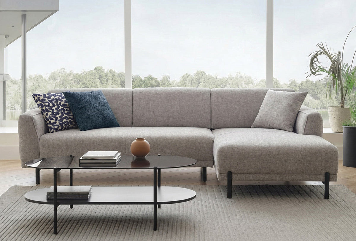 Terra Right Sleeper Corner Sofa by Enza Home in 16008 Medium Grey bouclé - lifestyle view