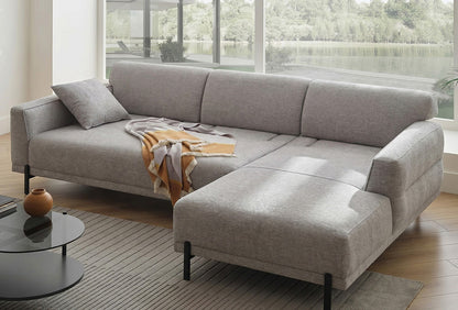 Terra Right Sleeper Corner Sofa by Enza Home in 16008 Medium Grey bouclé - front angle