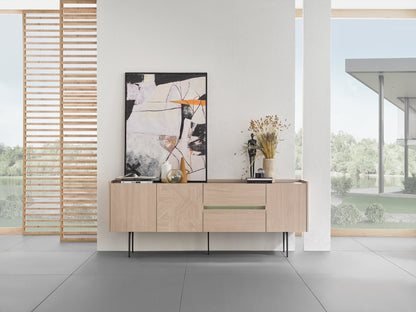 Terra Console by Enza Home in light oak and anthracite - dining room lifestyle view