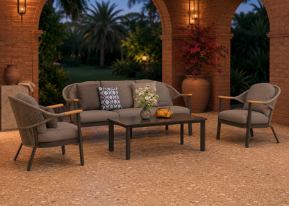 The Verona Rope-Weave Lounge Collection in the Verona Brick Loggia