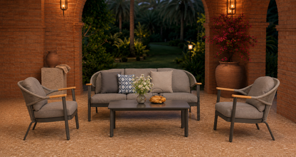 The Verona Rope-Weave Lounge Collection top front view in the Verona Brick Loggia