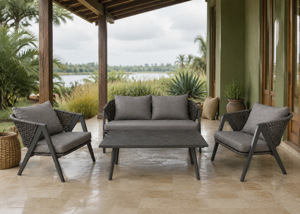 Trebeto Sofa Set Outdoor in the Kerala Backwater Veranda